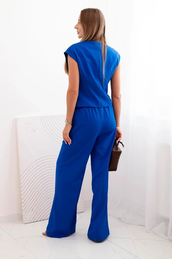 Women's set with a vest and wide - leg pants ART88551 / – Blue cornflower цвет / color | Lexline Fashion