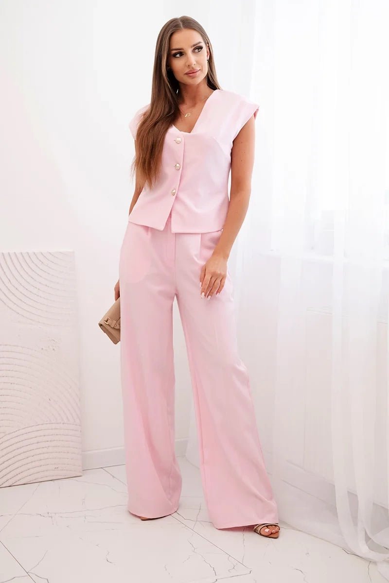 Women's set with a vest and wide - leg pants ART88551 / – Candy | Pink цвет / color | Lexline Fashion