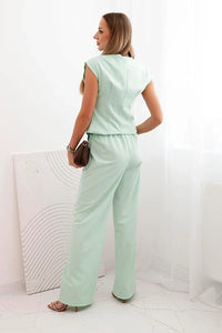 Women's set with a vest and wide - leg pants ART88551 / – Dark | Mint цвет / color | Lexline Fashion