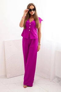 Women's set with a vest and wide - leg pants ART88551 / – Dark || purple цвет / color | Lexline Fashion