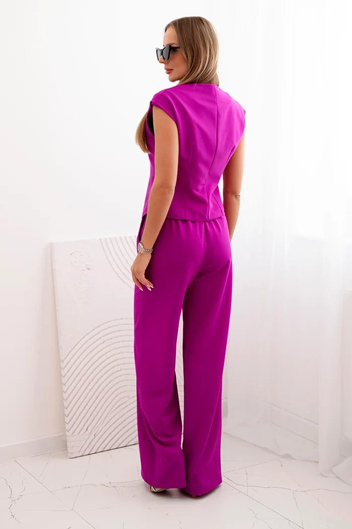 Women's set with a vest and wide - leg pants ART88551 / – Dark || purple цвет / color | Lexline Fashion