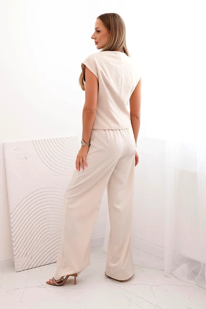 Women's set with a vest and wide - leg pants ART88551 / – Light | Beige цвет / color | Lexline Fashion