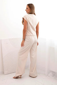 Women's set with a vest and wide - leg pants ART88551 / – Light | Beige цвет / color | Lexline Fashion