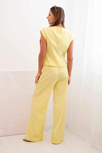 Women's set with a vest and wide - leg pants ART88551 / – Yellow цвет / color | Lexline Fashion