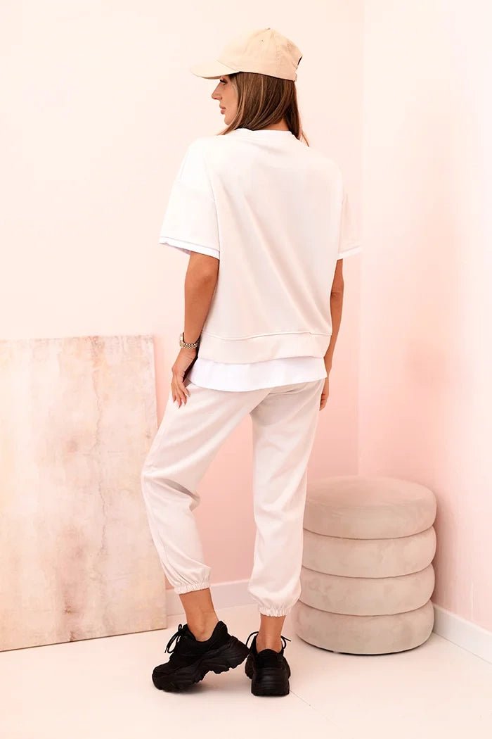Women's set with short sleeves and pants 7344 / – Beige цвет / color | Lexline Fashion