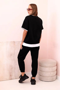 Women's set with short sleeves and pants 7344 / – Black цвет / color | Lexline Fashion