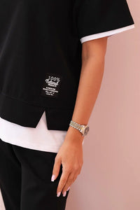 Women's set with short sleeves and pants 7344 / – Black цвет / color | Lexline Fashion