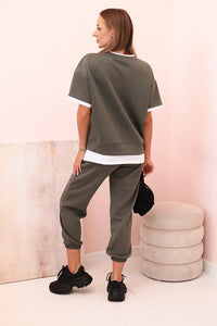 Women's set with short sleeves and pants 7344 / – Khaki цвет / color | Lexline Fashion