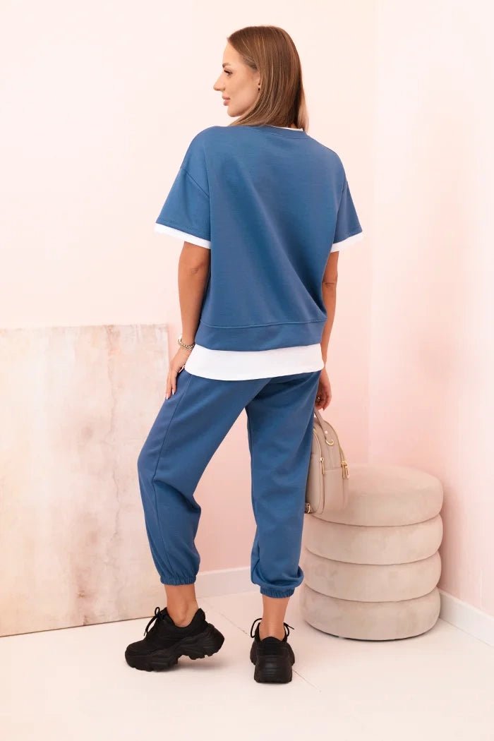 Women's set with short sleeves and pants 7344 / – Marine цвет / color | Lexline Fashion