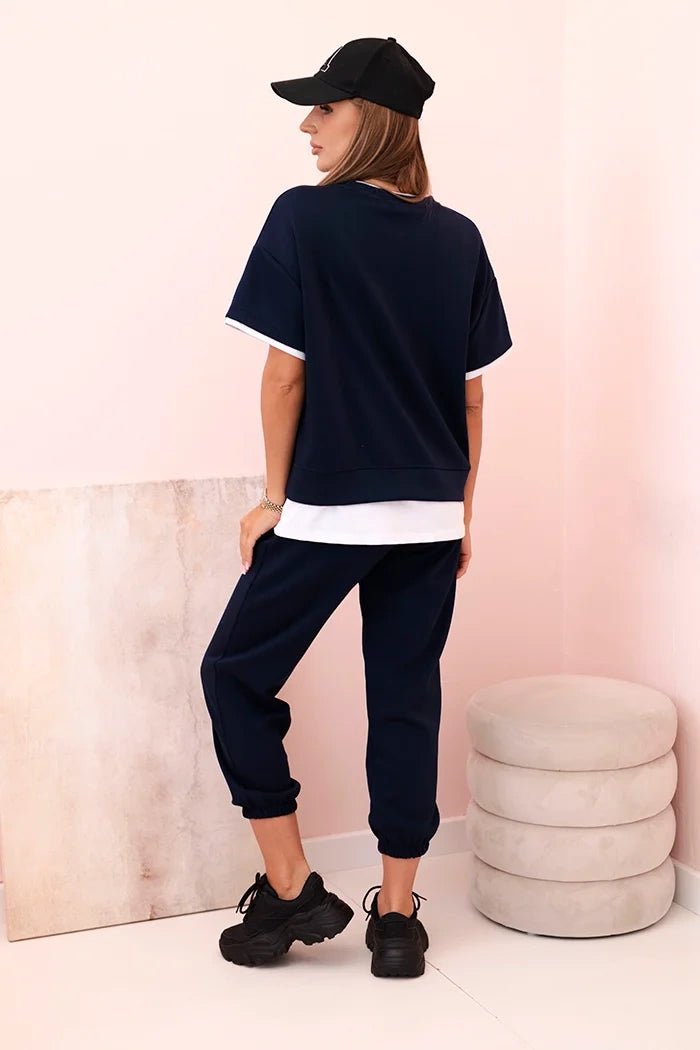 Women's set with short sleeves and pants 7344 / – Navy blue цвет / color | Lexline Fashion