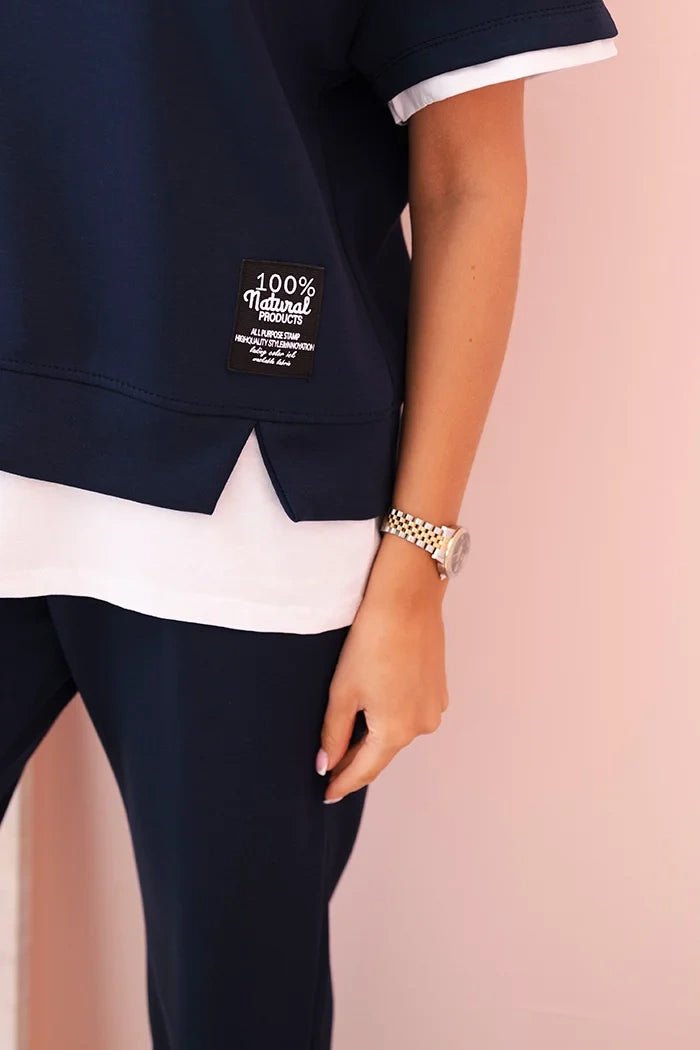 Women's set with short sleeves and pants 7344 / – Navy blue цвет / color | Lexline Fashion