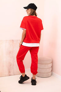 Women's set with short sleeves and pants 7344 / – Red цвет / color | Lexline Fashion
