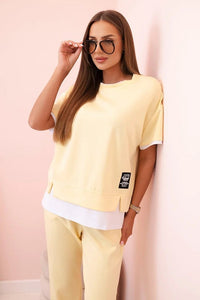 Women's set with short sleeves and pants 7344 / – Yellow цвет / color | Lexline Fashion