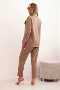 Women's set with viscose, decorated and with elastic trousers ART0222 / – Beige цвет / color | Lexline Fashion