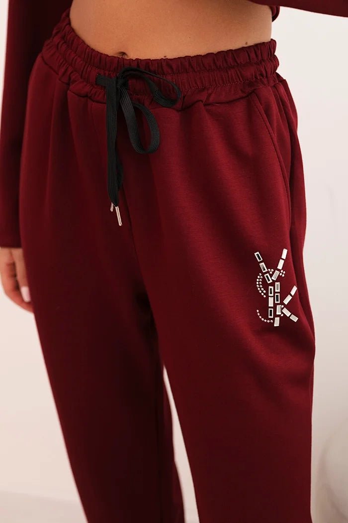 Women's set with viscose, decorated and with elastic trousers ART0222 / – Beige цвет / color | Lexline Fashion