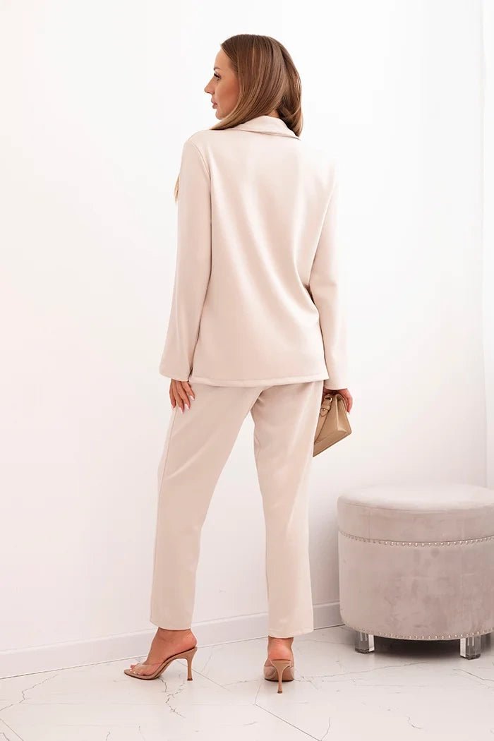 Women's set with viscose, decorated and with elastic trousers ART0222 / – Beige цвет / color | Lexline Fashion
