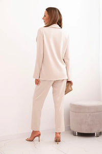 Women's set with viscose, decorated and with elastic trousers ART0222 / – Beige цвет / color | Lexline Fashion