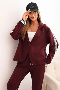 Women's set with viscose, featuring piping and a sports blazer ART0221 / – Burgundy цвет / color | Lexline Fashion
