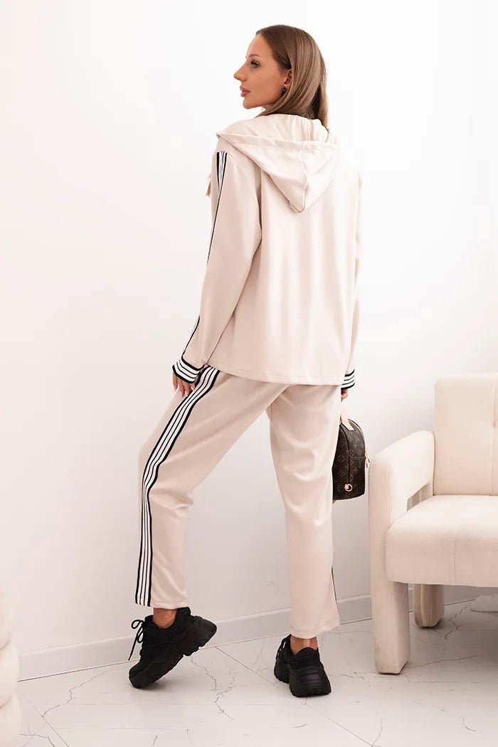 Women's set with viscose, featuring piping and a sports blazer ART0221 / – Khaki цвет / color | Lexline Fashion