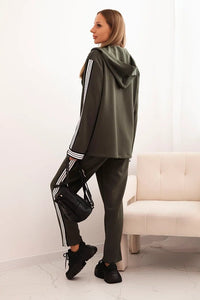 Women's set with viscose, featuring piping and a sports blazer ART0221 / – Khaki цвет / color | Lexline Fashion