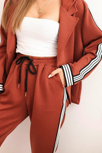Women's set with viscose, featuring piping and a sports blazer ART0221 / – Khaki цвет / color | Lexline Fashion