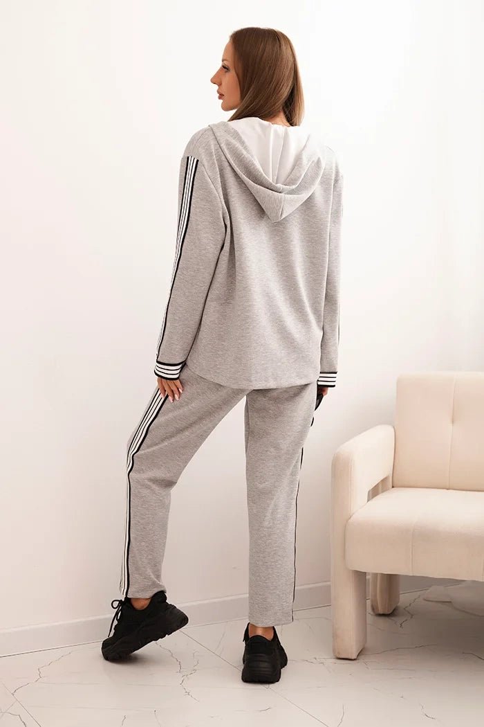 Women's set with viscose, featuring piping and a sports blazer ART0221 / – Khaki цвет / color | Lexline Fashion