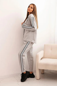 Women's set with viscose, featuring piping and a sports blazer ART0221 / – Khaki цвет / color | Lexline Fashion