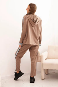 Women's set with viscose, featuring piping and a sports blazer ART0221 / – Khaki цвет / color | Lexline Fashion