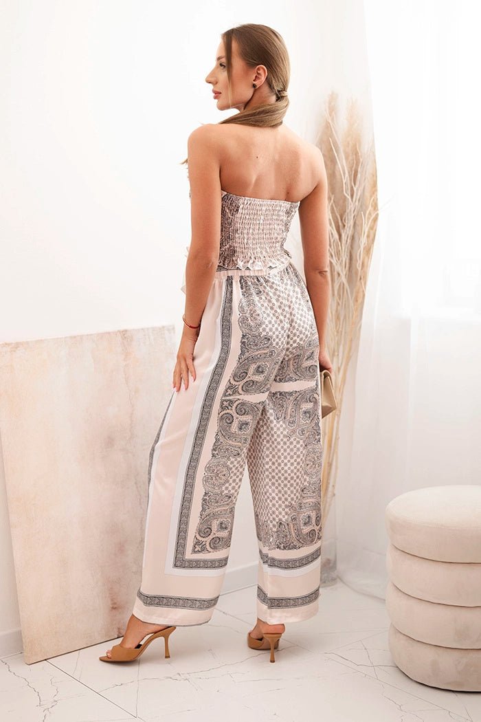 Women's set with wide pants and top 3109 / – Beige цвет / color | Lexline Fashion