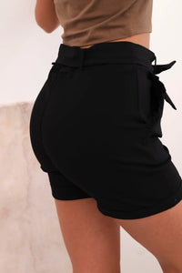 Women's shorts with bow and frills ART23122 / – Black цвет / color | Lexline Fashion