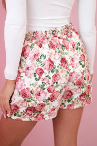 Women's skirt - shorts with flowers ART22716 / – Beige цвет / color | Lexline Fashion
