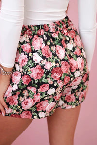 Women's skirt - shorts with flowers ART22716 / – Black цвет / color | Lexline Fashion