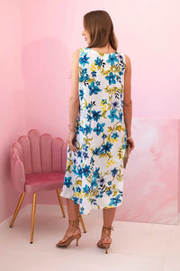 Women's sleeveless dress with a floral pattern 1075 / – Blue cornflower цвет / color | Lexline Fashion