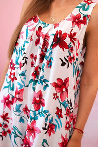 Women's sleeveless dress with a floral pattern 1075 / – Fuchsia цвет / color | Lexline Fashion