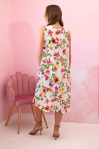 Women's sleeveless dress with a floral pattern 1075 / – Orange цвет / color | Lexline Fashion