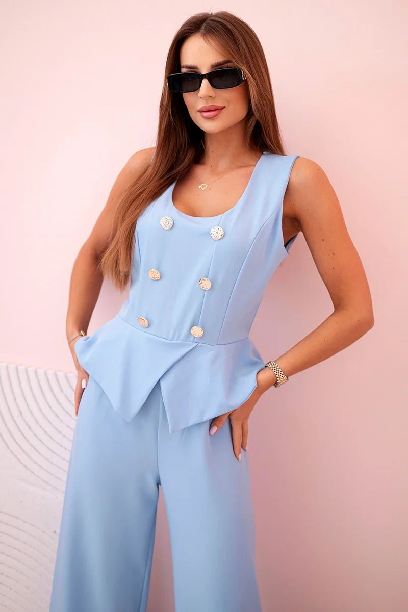 Women's sleeveless jumpsuit 58060 / – Blue цвет / color | Lexline Fashion