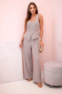 Women's sleeveless jumpsuit 58060 / – Dark | Beige цвет / color | Lexline Fashion