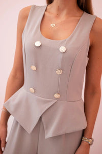 Women's sleeveless jumpsuit 58060 / – Dark | Beige цвет / color | Lexline Fashion