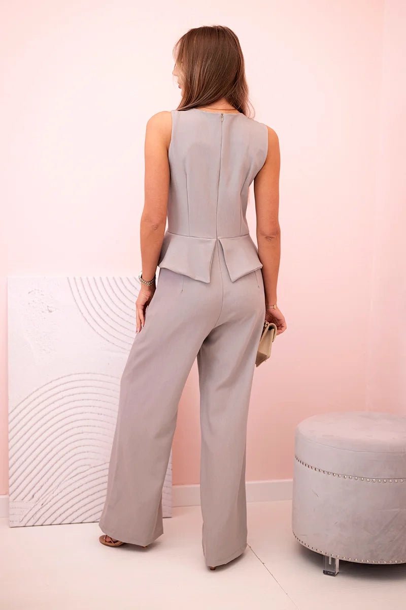 Women's sleeveless jumpsuit 58060 / – Dark | Beige цвет / color | Lexline Fashion