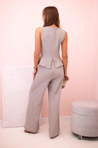 Women's sleeveless jumpsuit 58060 / – Dark | Beige цвет / color | Lexline Fashion
