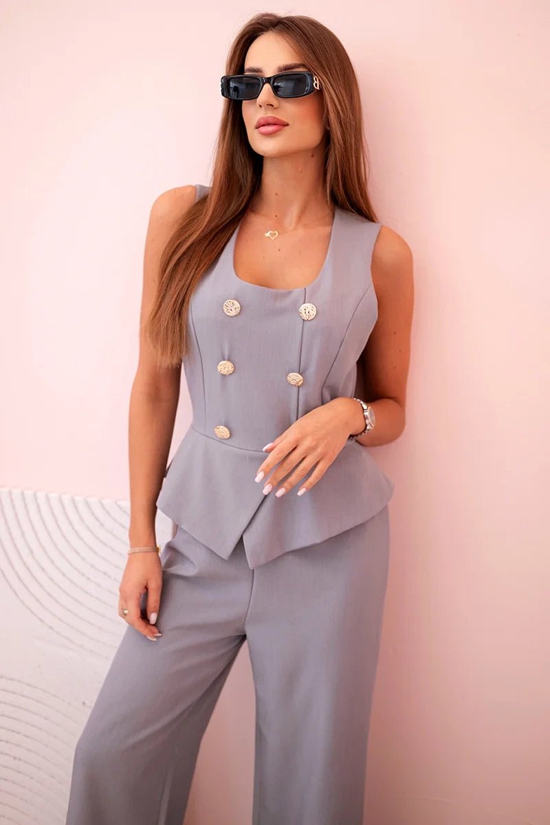 Women's sleeveless jumpsuit 58060 / – Gray цвет / color | Lexline Fashion