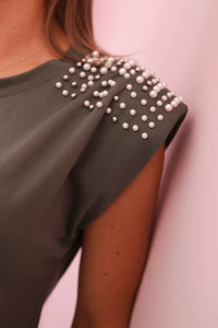 Women's sleeveless viscose blouse 20052 / – Khaki цвет / color | Lexline Fashion