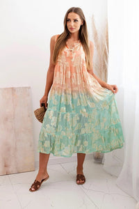 Women's sleeveless viscose dress SP104 / – Apricot цвет / color | Lexline Fashion