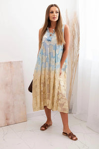 Women's sleeveless viscose dress SP104 / – Turquoise цвет / color | Lexline Fashion