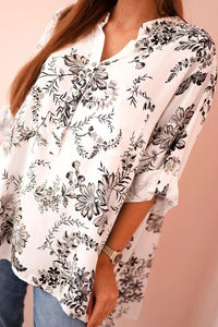 Women's V - neck shirt with a floral pattern ART2696 / – Black цвет / color | Lexline Fashion