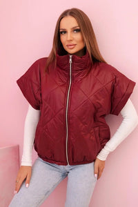 Women's vest with short sleeves and a stand - up collar 5684 / – Burgundy цвет / color | Lexline Fashion