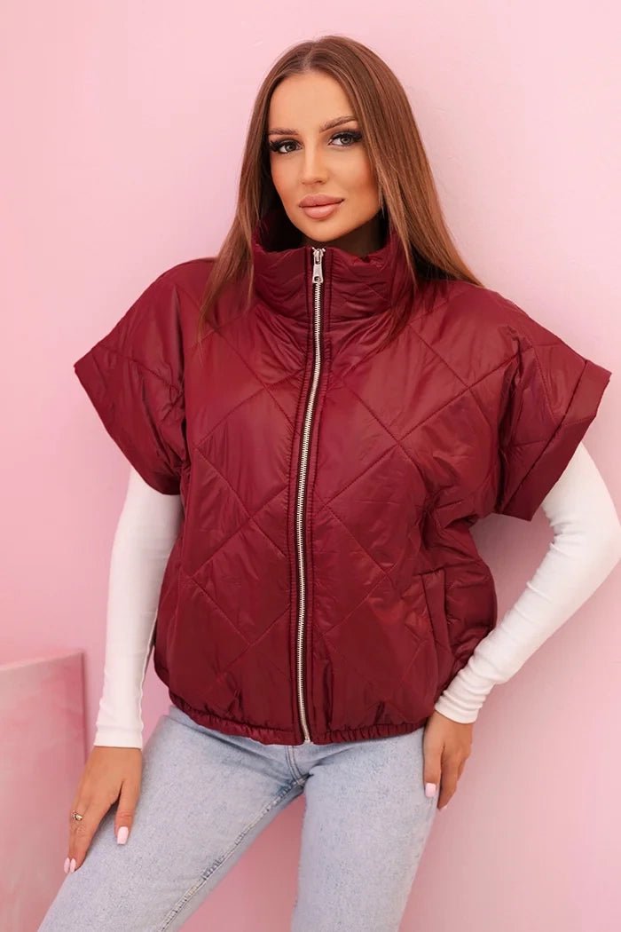 Women's vest with short sleeves and a stand - up collar 5684 / – Burgundy цвет / color | Lexline Fashion