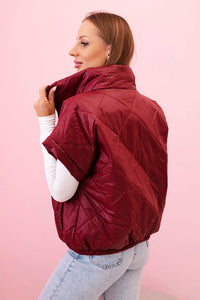 Women's vest with short sleeves and a stand - up collar 5684 / – Burgundy цвет / color | Lexline Fashion