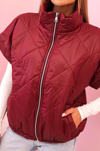 Women's vest with short sleeves and a stand - up collar 5684 / – Burgundy цвет / color | Lexline Fashion