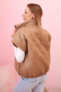 Women's vest with short sleeves and a stand - up collar 5684 / – Camel цвет / color | Lexline Fashion